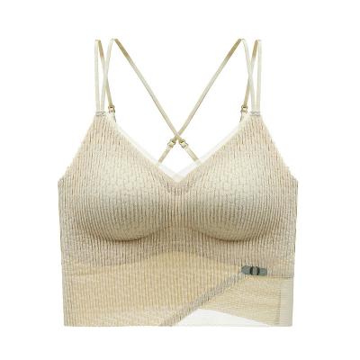 China Breathable One-Piece Adjustable Sports Bra Top Tube Shoulder Strap Women Underwear Lace Vest Bra for sale