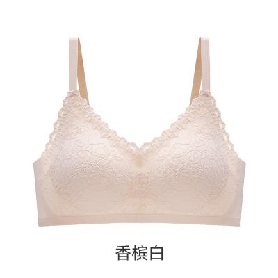 China Wireless Bra Lace Underwear V-Neck Sleep Bra Women One Piece Wireless Seamless One Piece Bra for sale