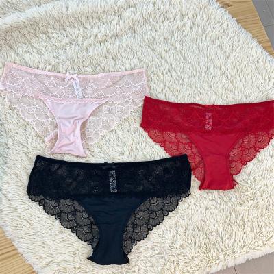 China Custom Women Breathable Lace Up Transparent Low Waist Ladies Breathable Panties Briefs Briefs for sale