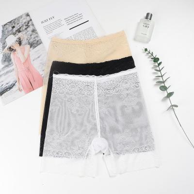 China Hot Selling Anti-Wrinkle Ladies Lace Breathable Sexy Panties Mesh Safety Boxers Seamless Panties For Women for sale