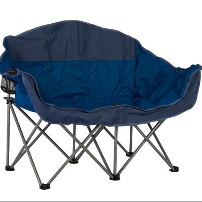 China Outdoor Portable Director Floor Camping Easy-Carry Folding Beach Chair For Two Person With Storage Pocket for sale