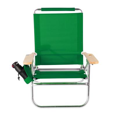 China Portable Beach Fishing Easy-Carry Aluminum Camping Folding Chair With Wooden Arms for sale