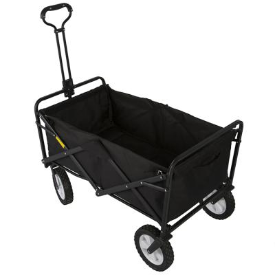 China Durable Outdoor Beach Cart Tool Black Steel Heavy Duty Folding Garden Carts 4 Wheel for sale