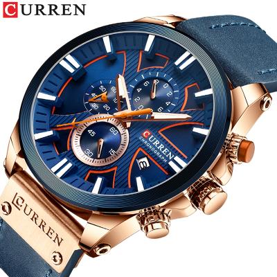 China Non-specific 2020 hot sale fashion luxury sports chronograph wristwatches quartz men's leather watches for sale