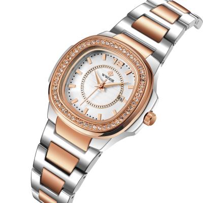 China Casual Strap Diamond Female Wrist Watch Spot/OEM/ODM Stainless Steel Fashion Ladies Quartz Watch Day/Date WR-8874 for sale