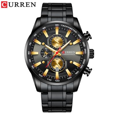 China Curren Non-Specific Mens Chronograph Luxury Watches Steel Band Quartz Male Clock Gold Chain Luxury Watch for sale