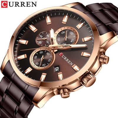 China Day/Date Curren 8348 Men Sport Steel Band Multifunction Six-pin Waterproof Watch Male Running Spot Support Customized OEM/ODM for sale