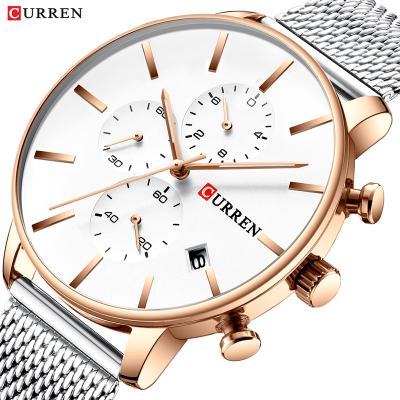 China Curren 8339 mesh strap watch 3 waterproof calendar quartz six-pin business non-specific men's multifunction watch for sale