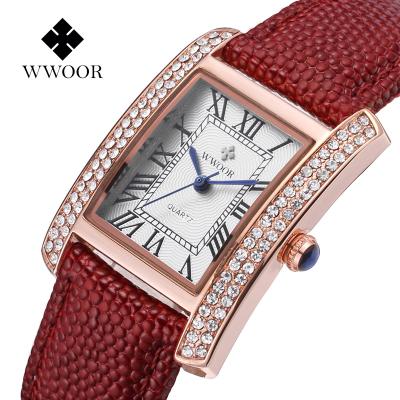 China Non-Specific Diamond Square wwoor8806 Luxury Ladies Watch Waterproof High End Fashion Gift Watch Custom Made OEM for sale