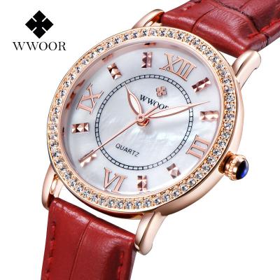 China WR-8807 Waterproof Shell Face Luxury Ladies Watch Waterproof Leather Strap Ladies Watch Factory Custom OEM for sale