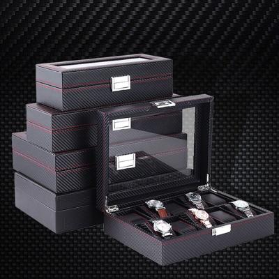 China High End Wooden Watch Box Carbon Fiber Watch Display Storage for sale