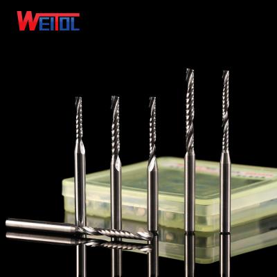 China Acrylic/PVC/MDF/Wood WeiTol Carving Tools With Single Flute CNC Woodworking Tools Cutting Tools For PVC 3.175mm Flute Diameter 2mm Cutting 10mm for sale