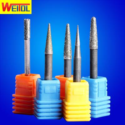 China Bowlder WeiTol 4mm Diamond Deburr CNC Router Bit Stone Diamond Grinding Tools For Jade for sale