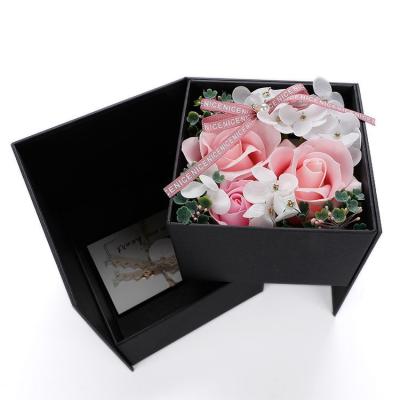 China Luxury Gift Packing Valentines Day Artificial Flower Drawer Gift Box Gift Sets for sale