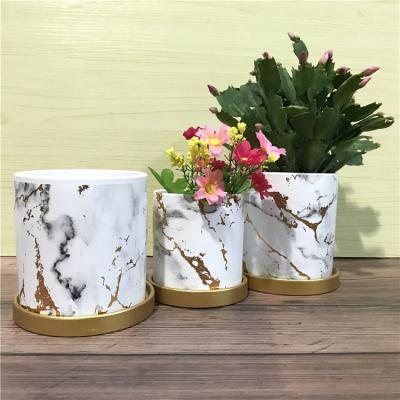 China Cheap Ceramic Marble Design Tall Ceramic Flower Pots And Planter for sale