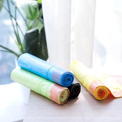 China Recyclable Customized Disposable Plastic Drawstring Garbage Bag With Colored Drawstring for sale