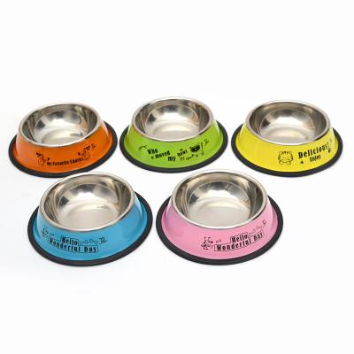 China Non Slip Sustainable Stainless Steel Pet Round Shape Pet Cat Dog Food Bowl for sale