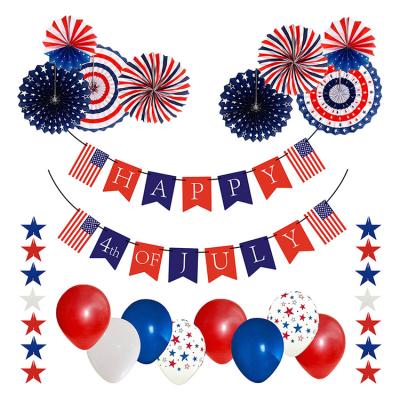 China Paper Fan and Balloon Set Supplier Paper 4th July America Independence Day Party Decoration Set for sale