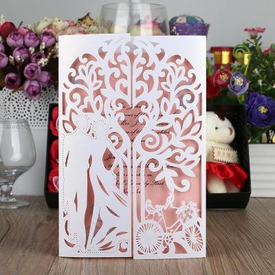 China Luxury Personalized Europe Gold Wedding Card Invitation Laser Cut for sale