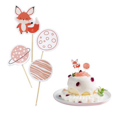 China Party Decorations Topper Design Paper Fox Cake Tooth Picks For Birthday Party Decorations for sale