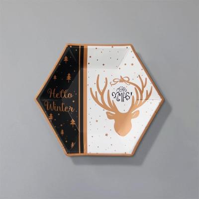 China Wholesale Christmas Elks Design Party Tableware Paper Set for sale