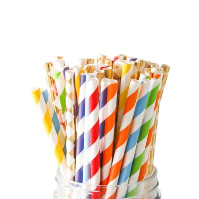 China Straw Color Stripe Wholesale Paper Disposable Paper Drinking Straws for sale