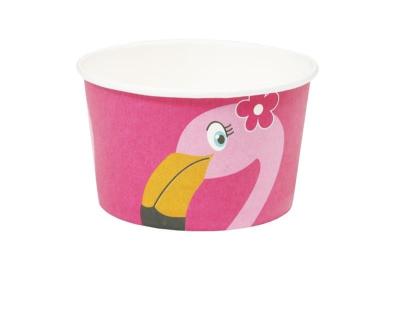 China Single Wall 8 Ounce Flamingo Paper Cup Disposable Ice Cream Cup Tubs Treat Tubs for sale