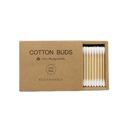 China Double Heads Cotton Swabs Ear Friendly Organic Biodegradable Cotton Buds Natural Baby Swabs Pack of 200 Cotton Buds for sale