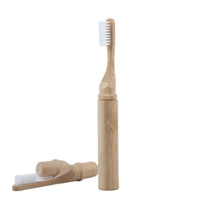 China Biodegradable Bamboo Tube Toothbrush , Travel Folding Castor Oil Stiffens Bamboo Toothbrush for sale