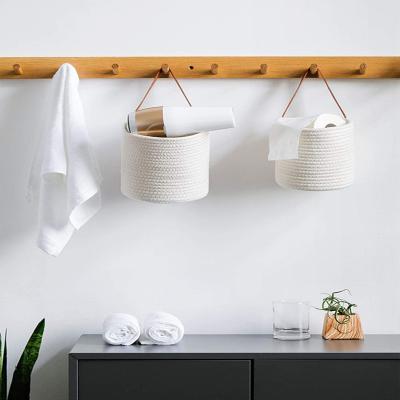 China Wall Hanging Storage Basket Viable Organizer, Small Cotton Rope Baskets for Nursery and Baby Home for sale