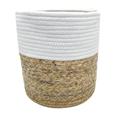 China Cotton Vegetable Plankton Sustainable Plant Rope Spliced ​​Basket Modern Woven Storage Basket for sale