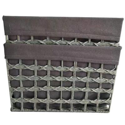 China Sustainable Hot Sale Rectangular Vellum Paper Rope Storage Handmade Basket for sale