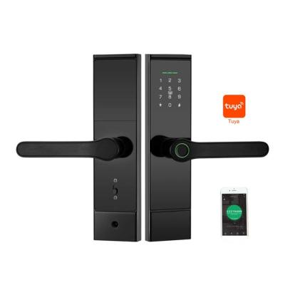 China Aluminum Alloy Digital Wifi Remote Home Electronic Smart Fingerprint Aluminum Door Lock With Tuya App for sale