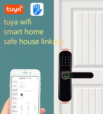 China Aluminum Alloy Hotel Remote Code Smart Wifi Wooden Sliding Door Locks Tuya Digital Electronic Fingerprint Control Smart Door Lock for sale