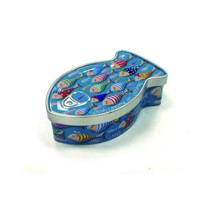 China Recycled Materials Wholesale Safe Creative Metal Empty Food Container Biscuit Packaging Tin Shape Biscuit Packaging Tin Shape Fish Shaped for sale