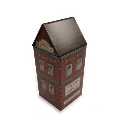 China House tin box vintage style printing house metal tin box European construction creative packing shape for sale