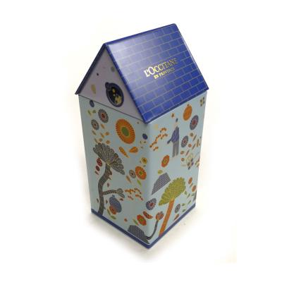 China Creative Tin Shape House Tin Box China Tinplate Home Metal Environmental Factory Customized Home Tin For Perfume Packaging Tin Box for sale