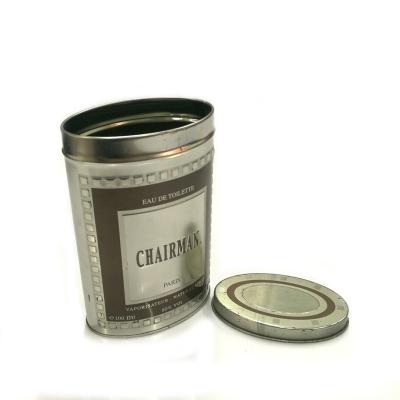 China Oval Tin Box Paris Eau de Toilette Packaging Empty Tin Cans Oval Perfume Empty Metal Tin Can 100ml Empty Toiletry Packing Tin Case for sale