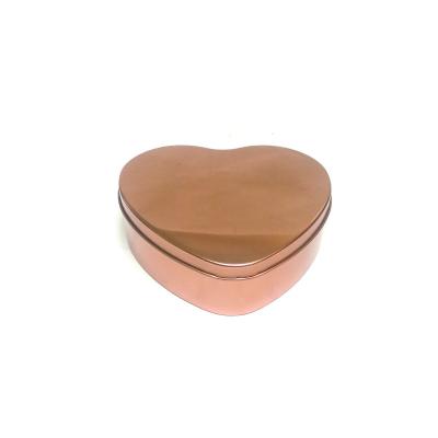 China Recycled Materials Valentine's Day Mounted Metal Heart Shaped Heart Shaped Tin Box Empty Tin Case Rose Gold Tin Case Gold Gift Packaging Tin Box for sale