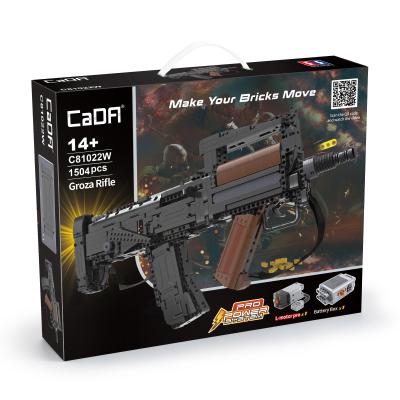 China DOUBLE E C81021 Electronic Gun Toy Cada Set Children's Assault Toy Electric Continuous Firing Gun Building Block Gun for Boys for sale