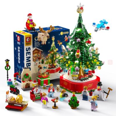 China Electronic Toy Hot Selling RC Items Sembo 601164 Christmas Tree Music Box Light Girl Assembled Small Particle Building Block Toy Children Gift for sale