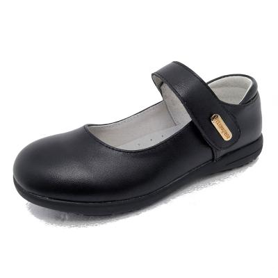 China New Anti-odor Kids School Shoes Girls Black Genuine Leather Stylish Shoes for sale