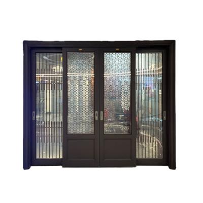 China Easily Assembled Black Aluminum Glass Flush Casement Door Lock Curtain Door Price for sale