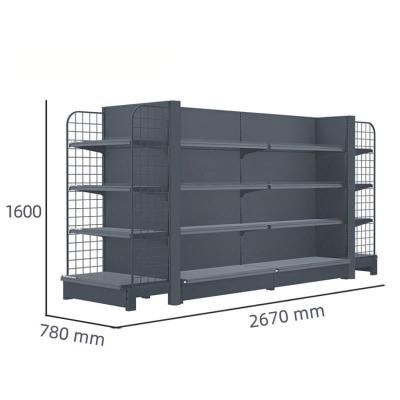 China OEM ODM Metal Double Sided Steel Grocery Stores Gondola Display Rack Supermarket Shelves for sale