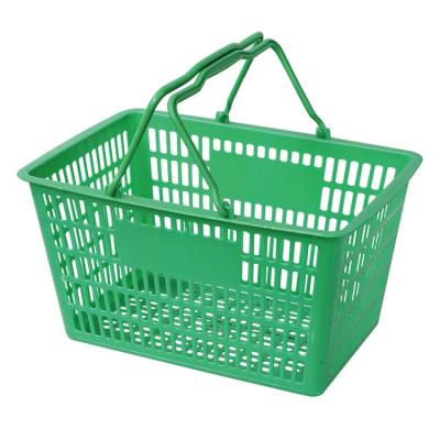 China Supermarkt Retail Store Grocery Wholesale Plastic Double Handle PP Supermarket Handheld Shopping Basket for sale