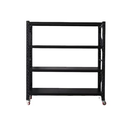 China Corrosion Protection Medium Duty Metal 4 Layers 4 Wheels Storage Warehouse Demountable Racks And Shelving for sale