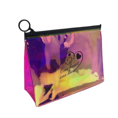 China Eco-friendly Iridescent Transparent Portable Laser Pvc Toiletry Pouch Cosmetic Bags for sale