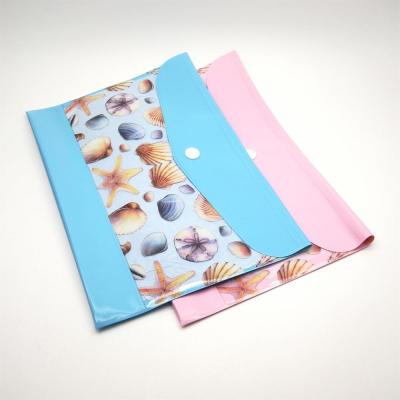 China Cheap Promotional Printed PVC Stationery Pencil Bag With Button for sale