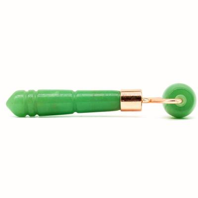 China Simple Face Head Jade Roller Aventurine Green Short Roller Massage Beauty Device for sale