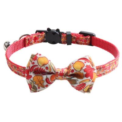 China Pet Collar Ribbon Cat Collar Thanksgiving Day Turkey Pumpkin Series Padded Bowknot Kitten Collar for sale